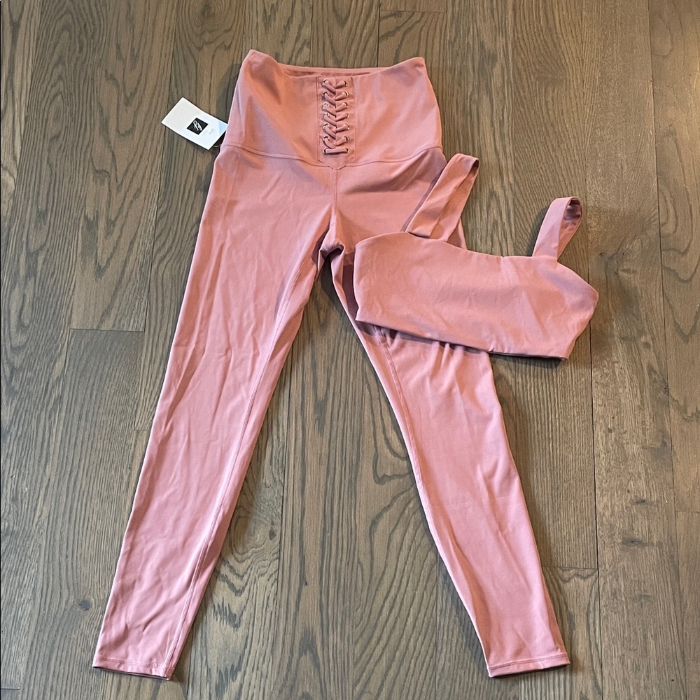 Pink High-Waisted Leggings and Crop Top Set